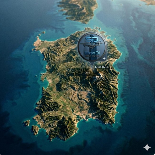 Mappa 3D Sardegna con base operativa a Nuoro